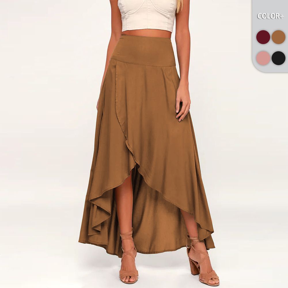 Falda irregular suelta de color sólido informal de verano para mujer