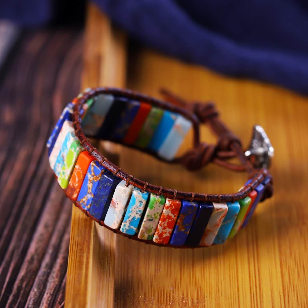 Pulsera de cuentas de piedra natural bohemia