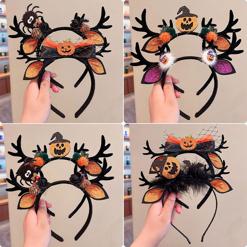 Diadema de astas negras para Halloween con diseños festivos