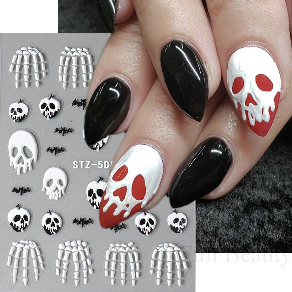 Halloween Lip Mask Spider Relief Nail Art Sticker
