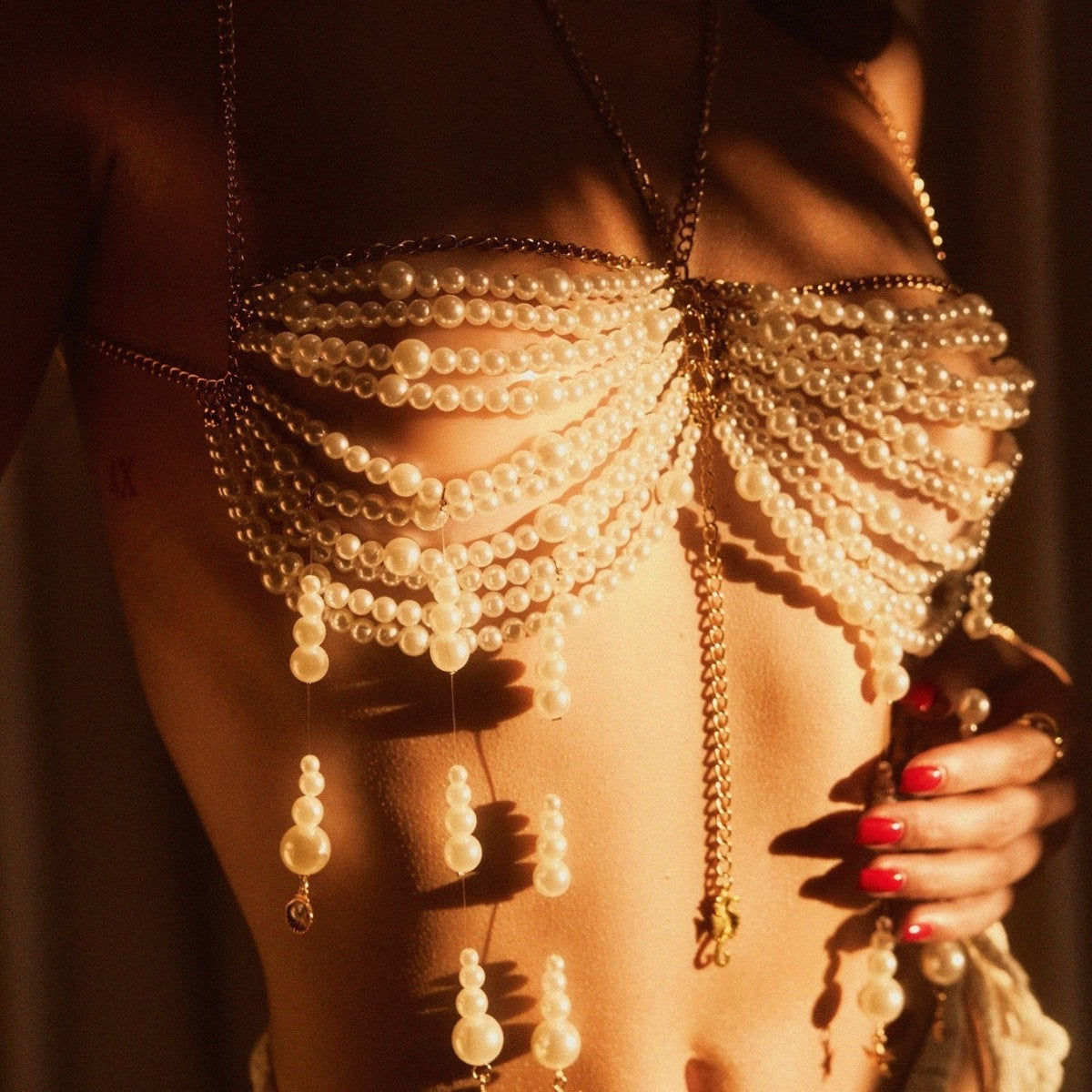 Women Sexy Nightclub Pearl Tassel Camis