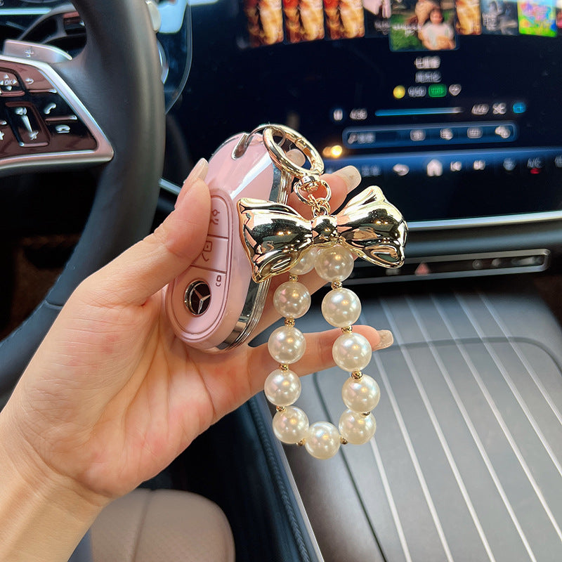 Fashion Beaded Bow Pendant Keychain