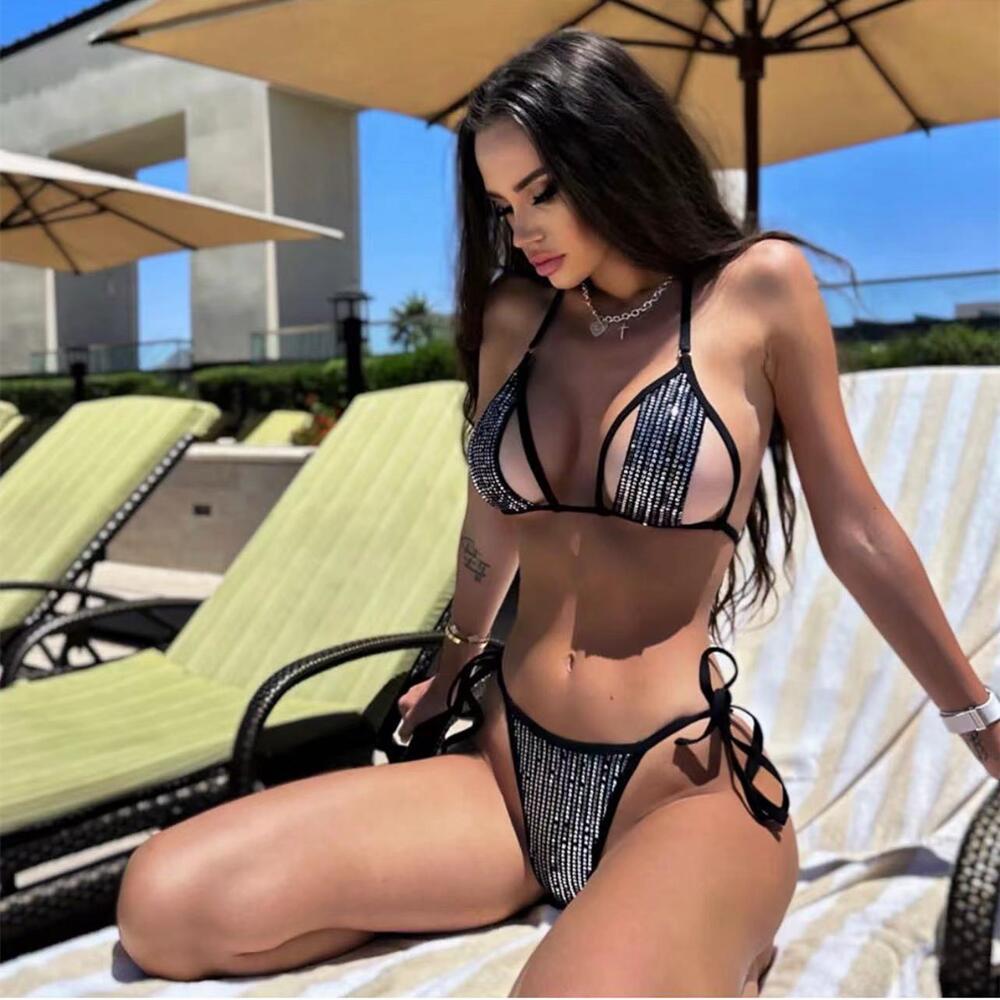 Vacation Women Sexy Sequins Bikini