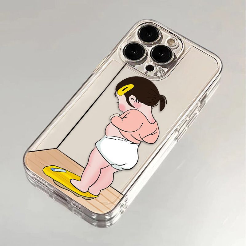 Funda transparente con estampado todo incluido para teléfono de chica de moda