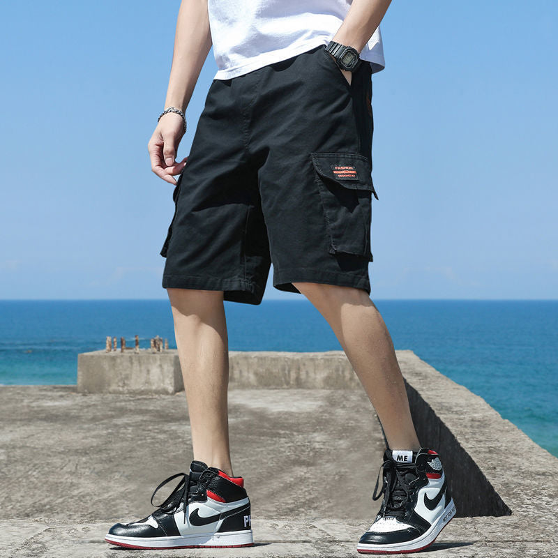 Pantalones cortos cargo casuales de algodón de verano para hombre: transpirables, ligeros y cómodos.