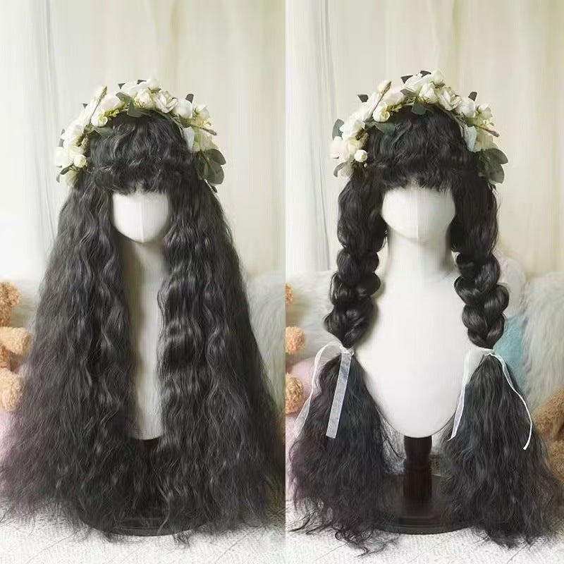 Women Lolita Mori Pastoral Long Curly Wig