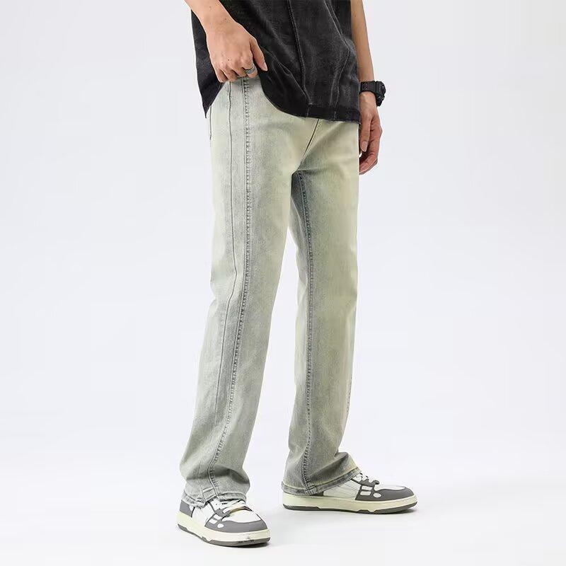 Vaqueros rectos vintage casuales de algodón para hombre