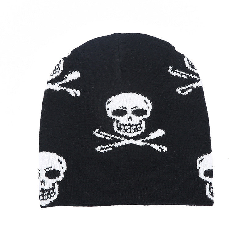 Gorro de punto con esqueleto de Halloween de la serie Diablo con grafiti para exteriores