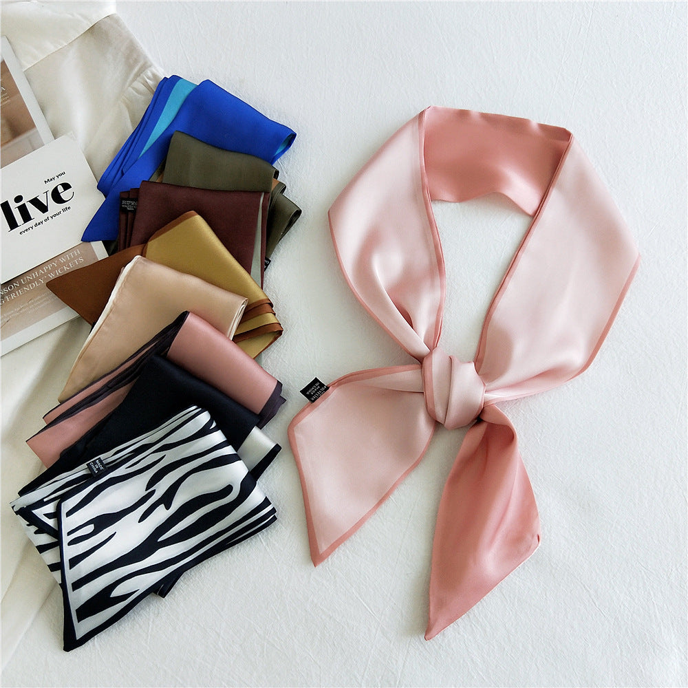 Fashion Double-Sided Two-Color Long Ribbon Tie Bag Handle Scarf