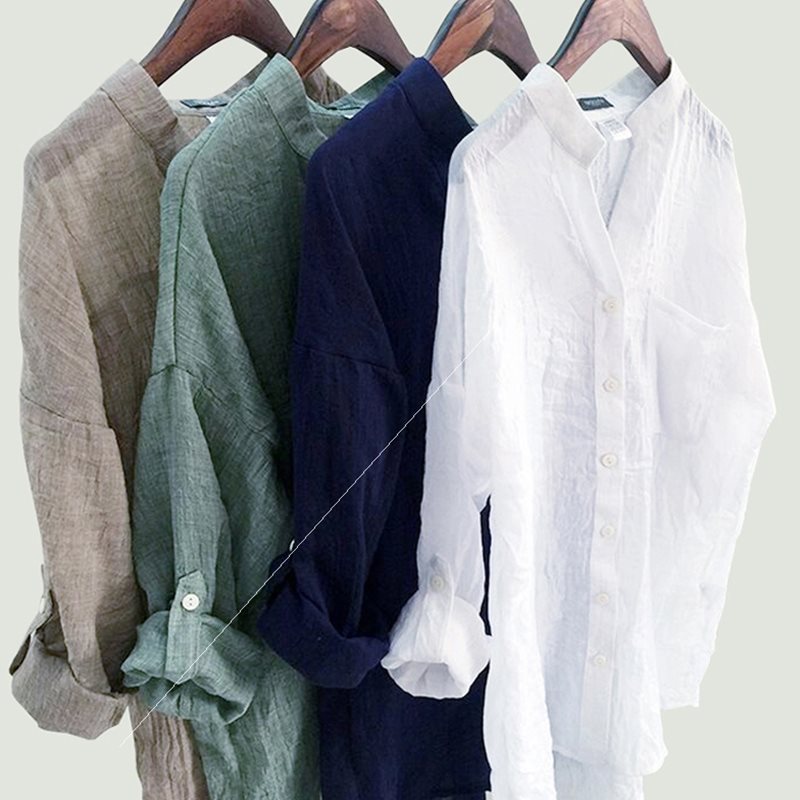 Chemisier ample en coton et lin pour femme, protection solaire d'été