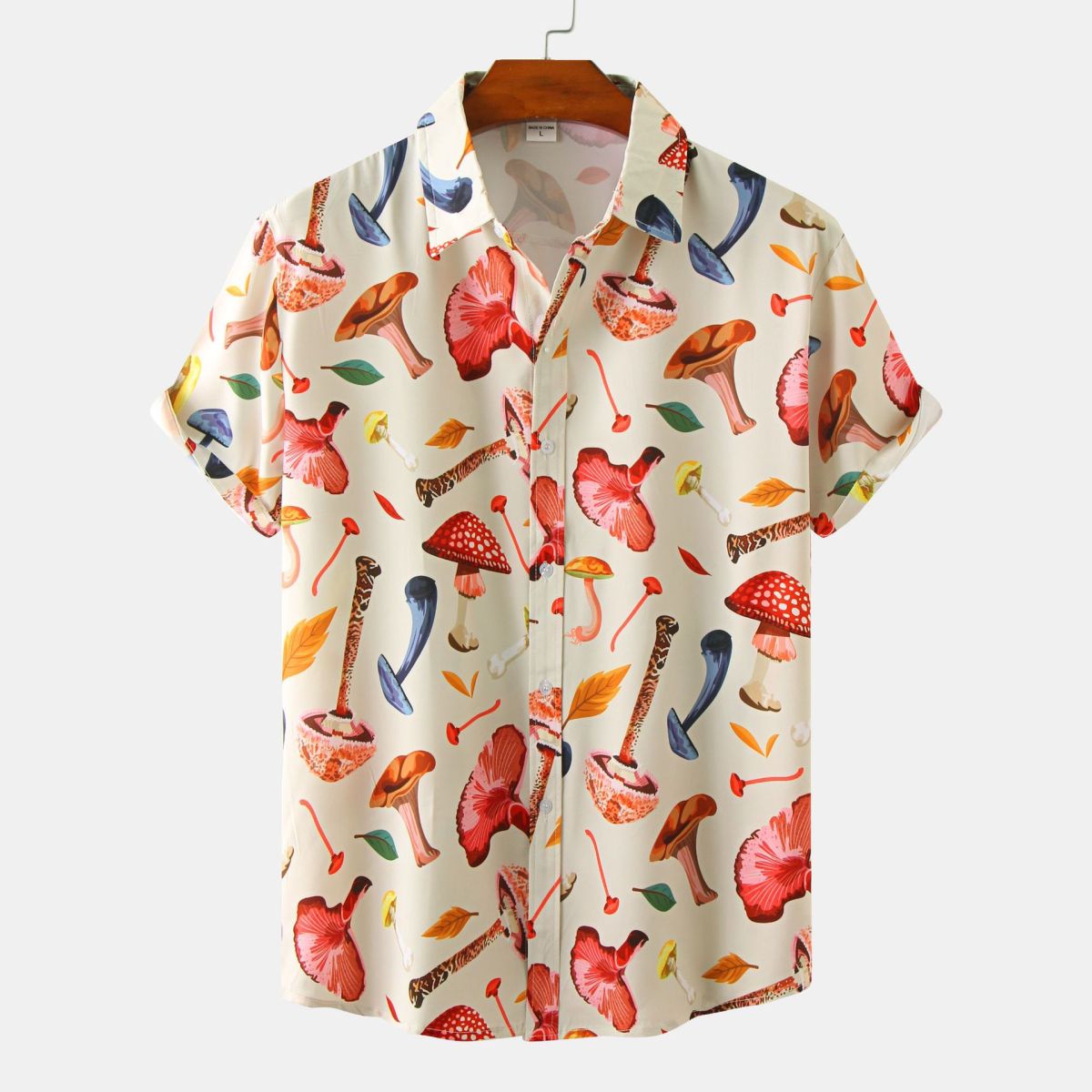 Men Summer Casual Vacation Mushroom Print Shirt