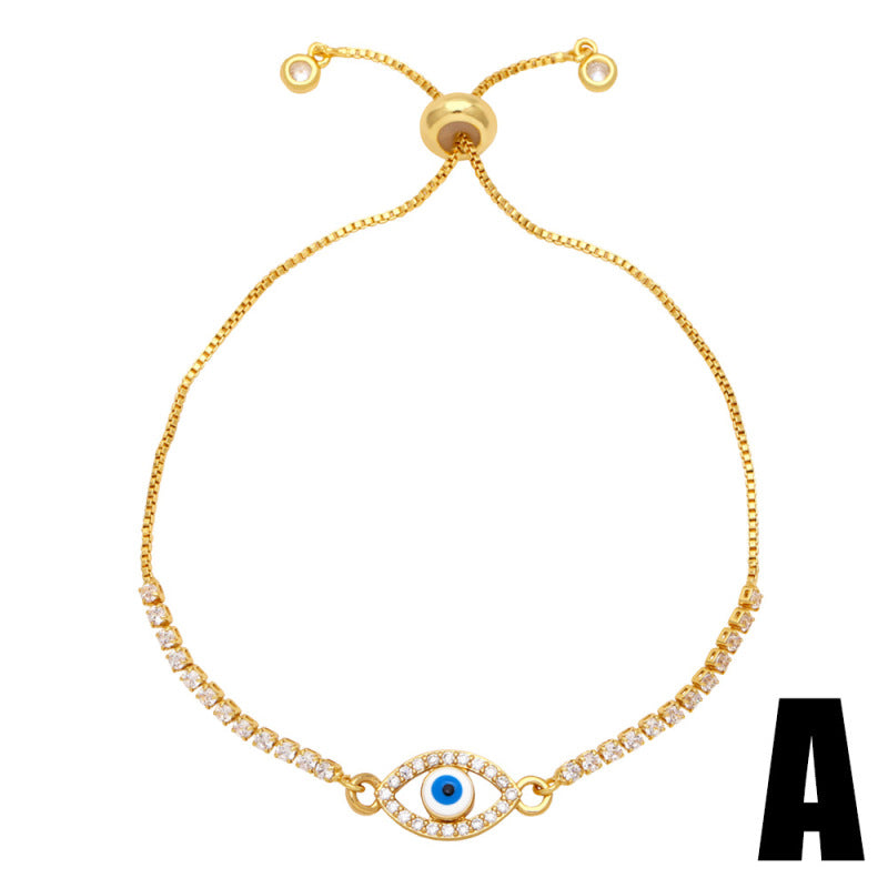 Pulsera geométrica de corazón, estrella y ojo de diablo para mujer