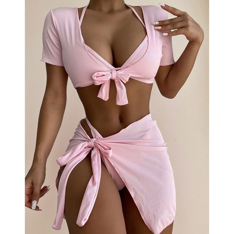 Traje de baño de color sólido para mujer para vacaciones de verano
