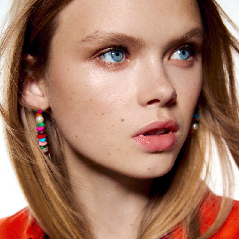 Pendientes de perlas multicolores bohemios
