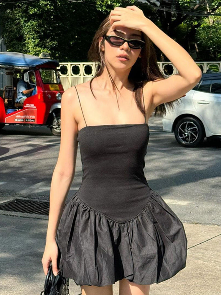 Women Fashion Solid Color Sexy Sling Dress