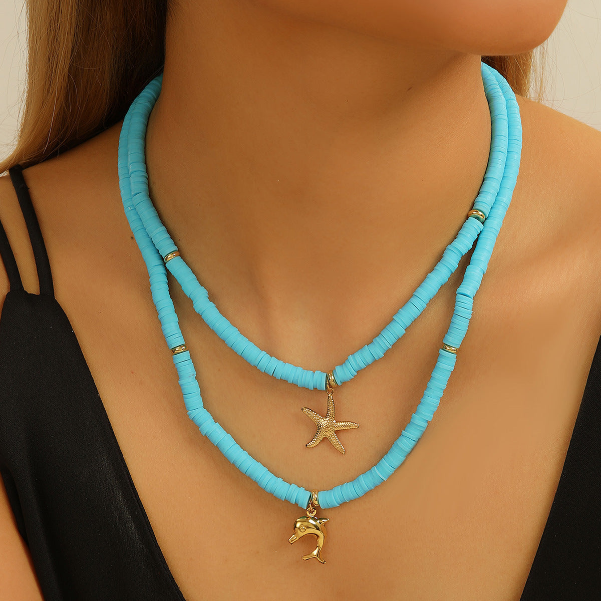 Bohemian Beach Vacation Beaded Starfish Necklace