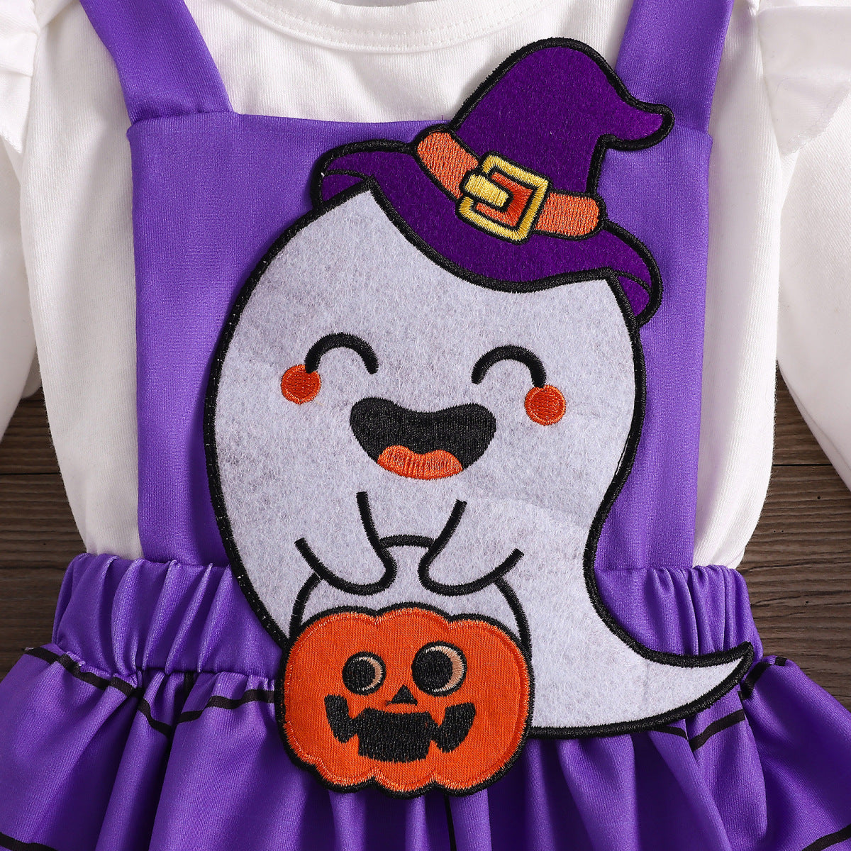 Conjunto de mameluco y vestido de manga larga para niñas pequeñas