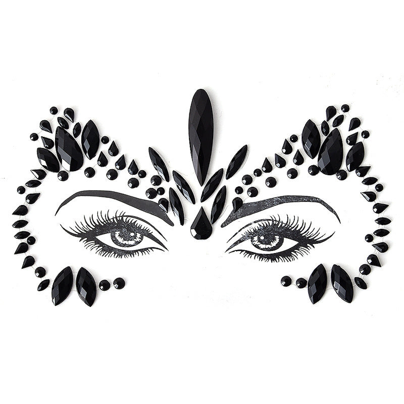Autocollant en résine pour sourcils, décoration de visage, carnaval d'Halloween