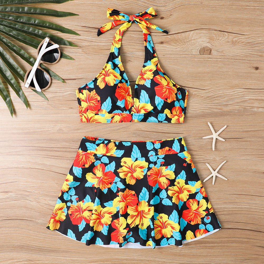 Maillot de bain bikini à lacets et imprimé tendance pour femme
