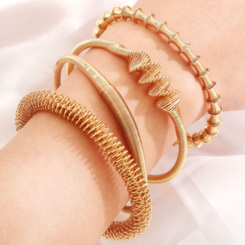 Women Bohemian Titanium Steel Spring Adjustable Bracelet