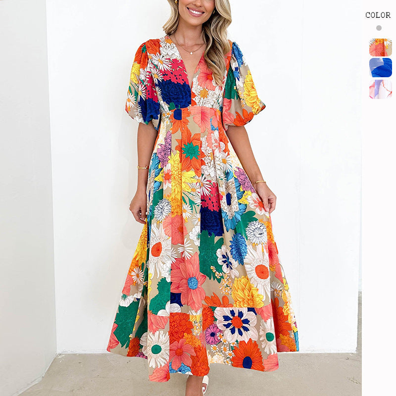 Vacation Women Casual Fashion Floral Maxi Dress