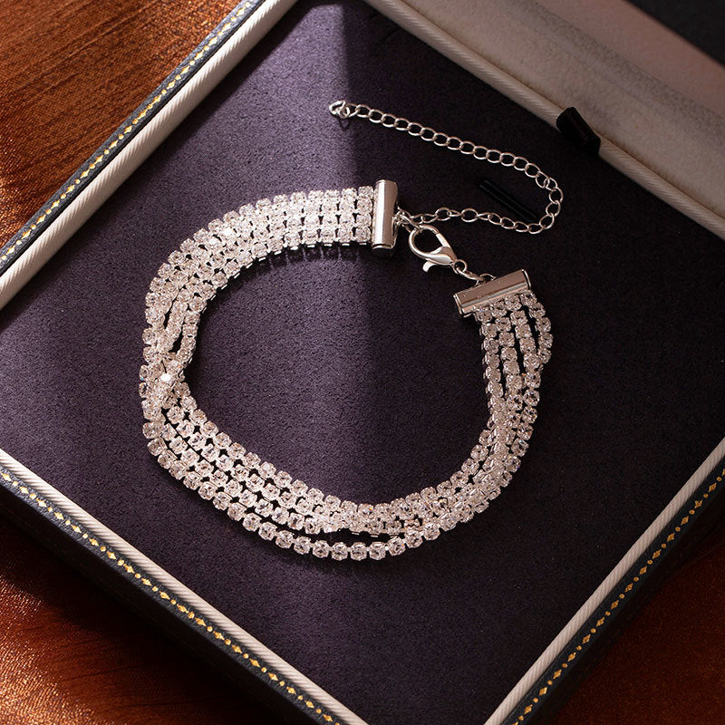 Women Fashion Simple Zircon Bracelet Metal Jewelry