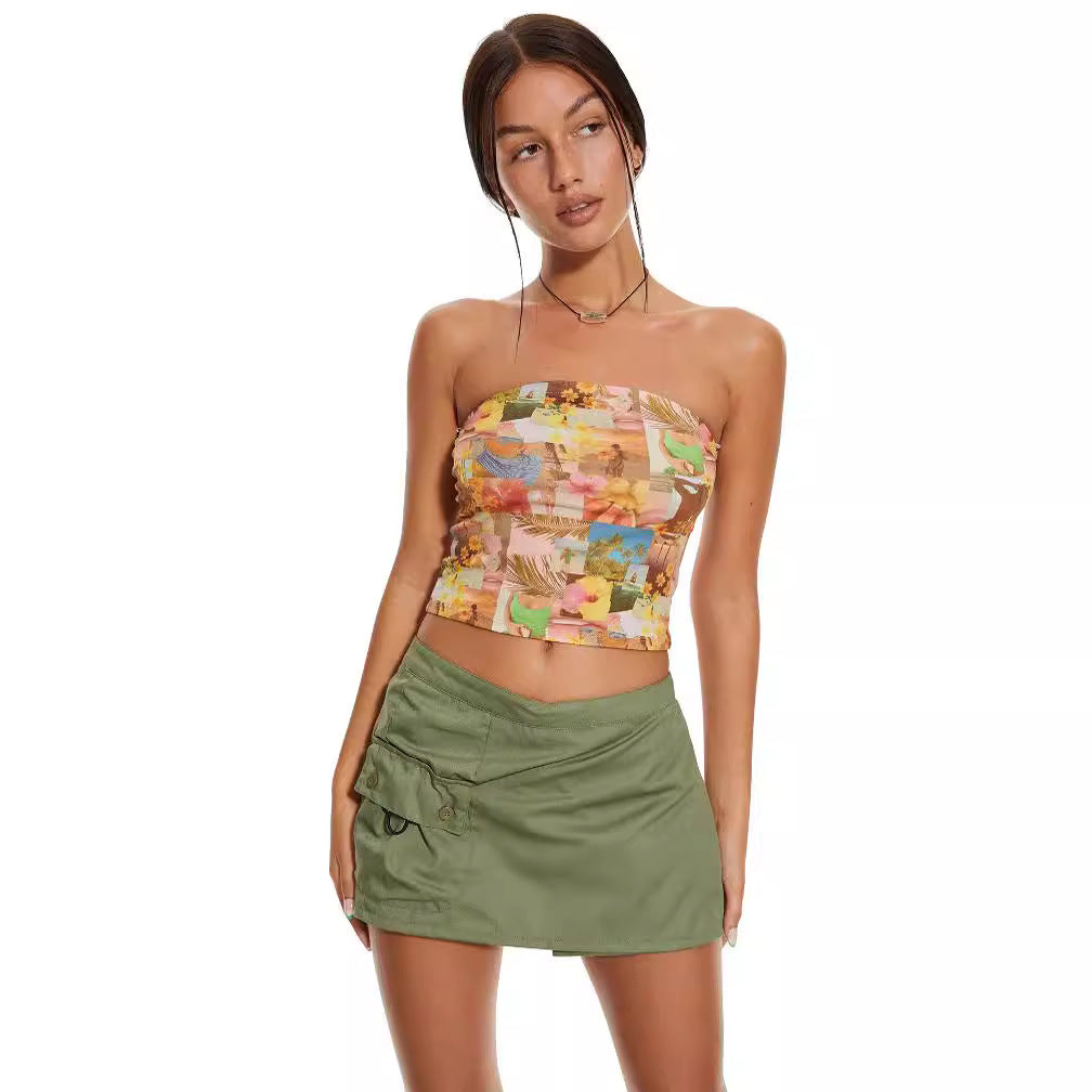 Summer Fashion Women Y2K Floral Printed Tube Top