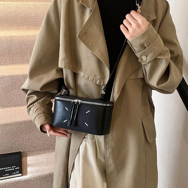 Bolso bandolera de piel sintética de color liso para mujer