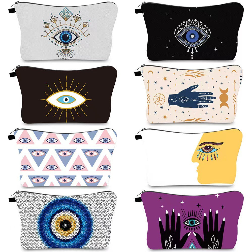 Bolsa de cosméticos sencilla y moderna con diseño de ojo malvado para mujer