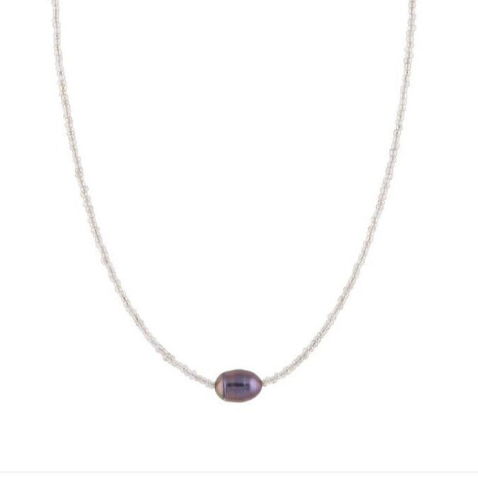 Collar de perlas naturales de arroz para mujer, estilo retro.