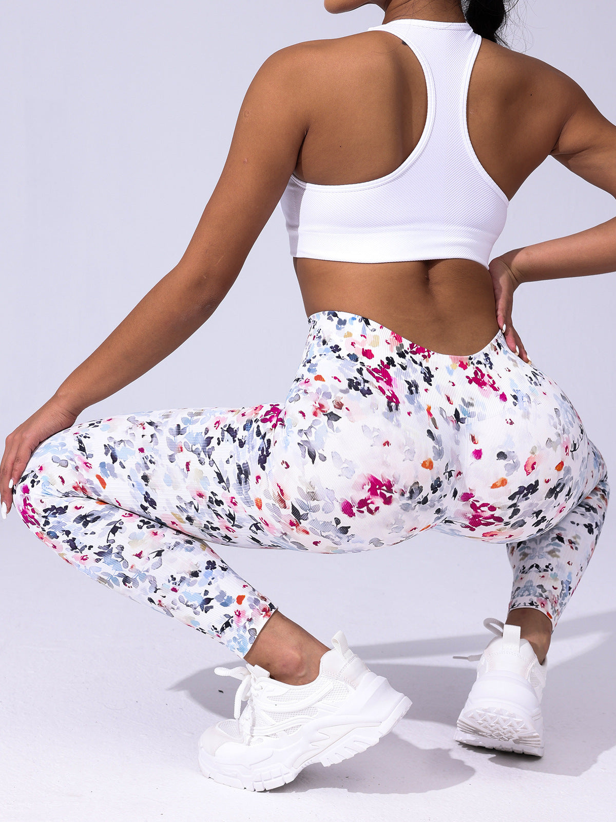 Leggings de sport taille haute à imprimé floral