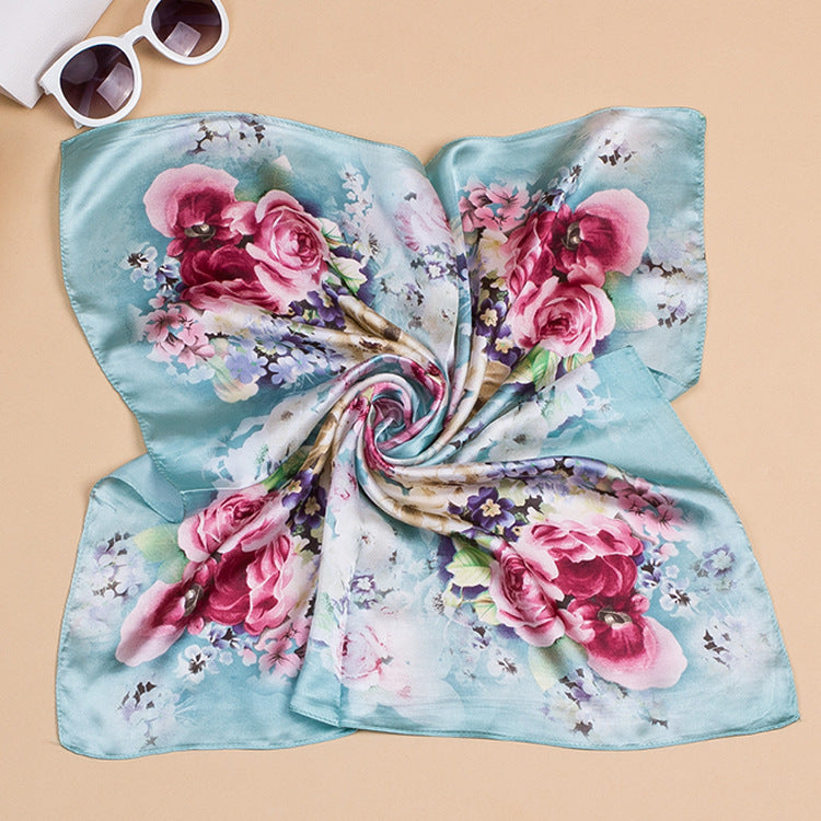 Foulard carré en imitation soie imprimé pour femme