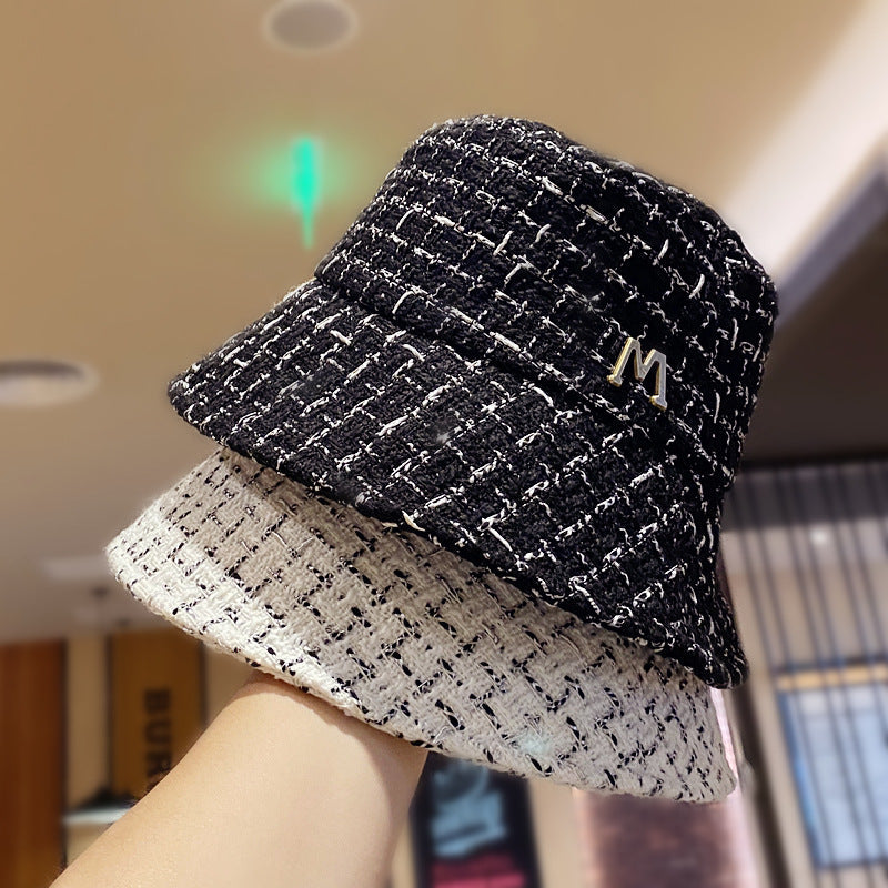 Sombreros de pescador vintage con letra M de metal para mujer