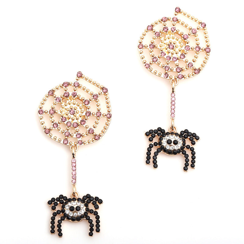 Pendientes de araña negros de moda creativa para Halloween para mujer