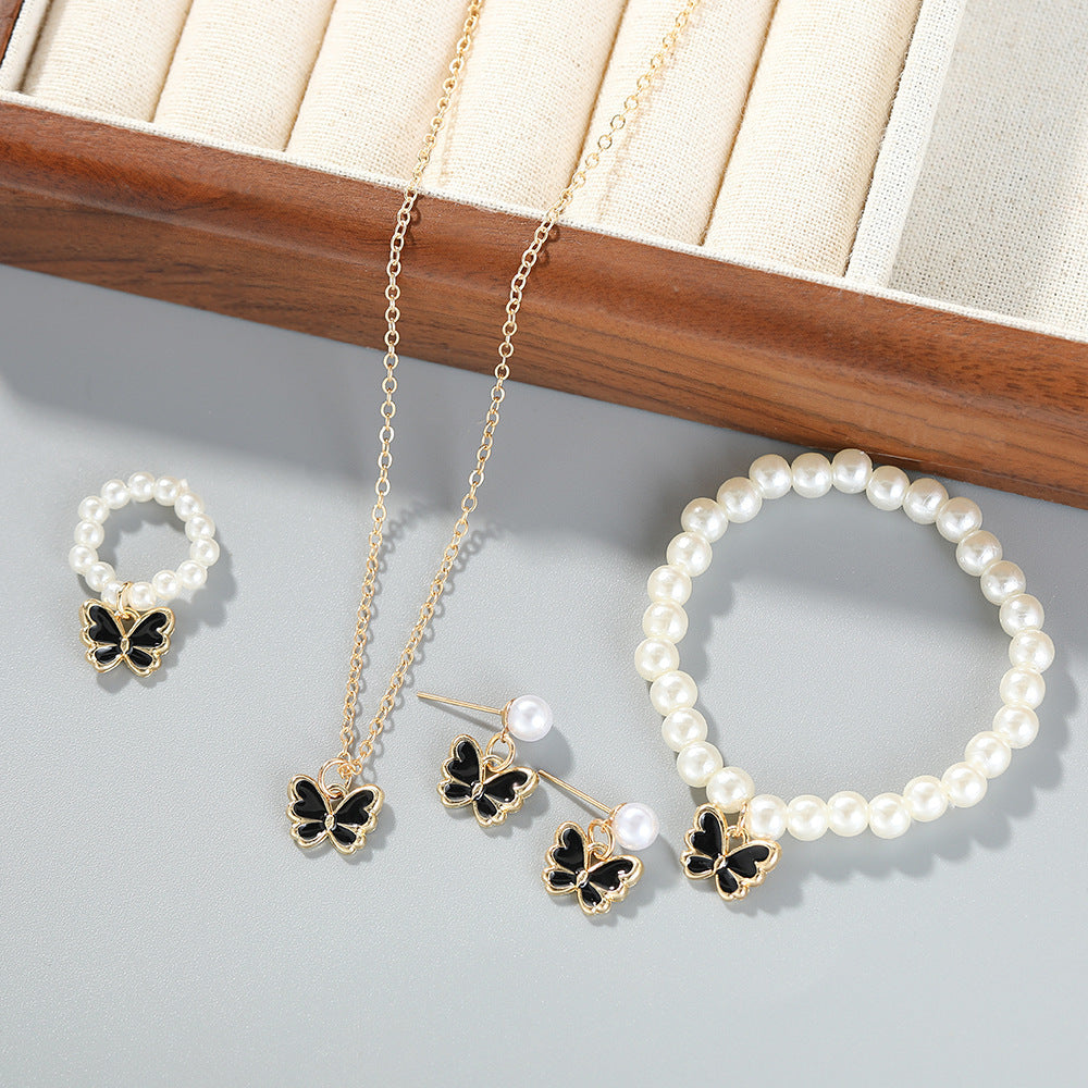 Women Fashion Elegant Bowknot Beads Jewelry Set