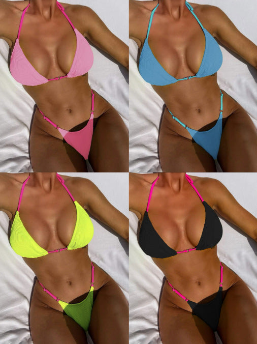 Bikini de cuello halter para mujer, sexy, para vacaciones de verano en la playa