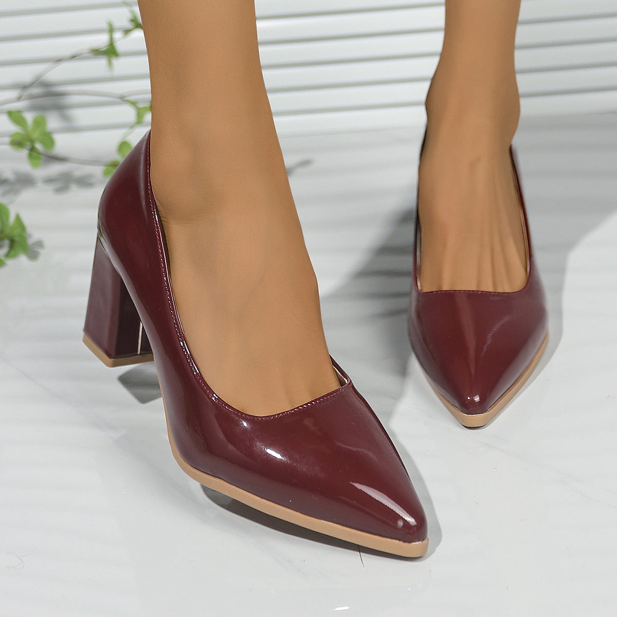 Plus Size Solid Color Chunky Heel Shoes for Women