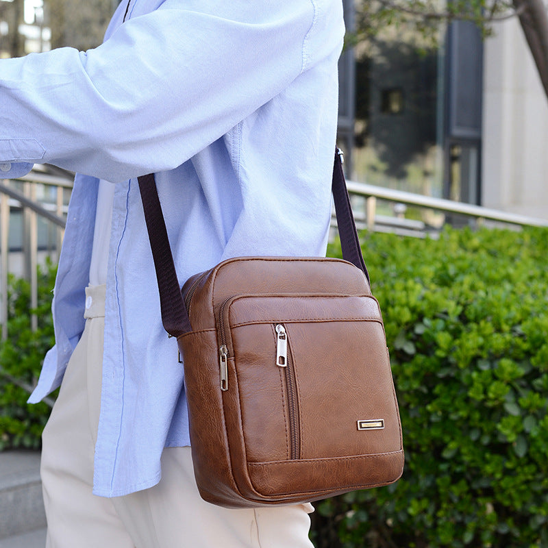 Bolso bandolera informal de PU para hombre, de moda y color liso.