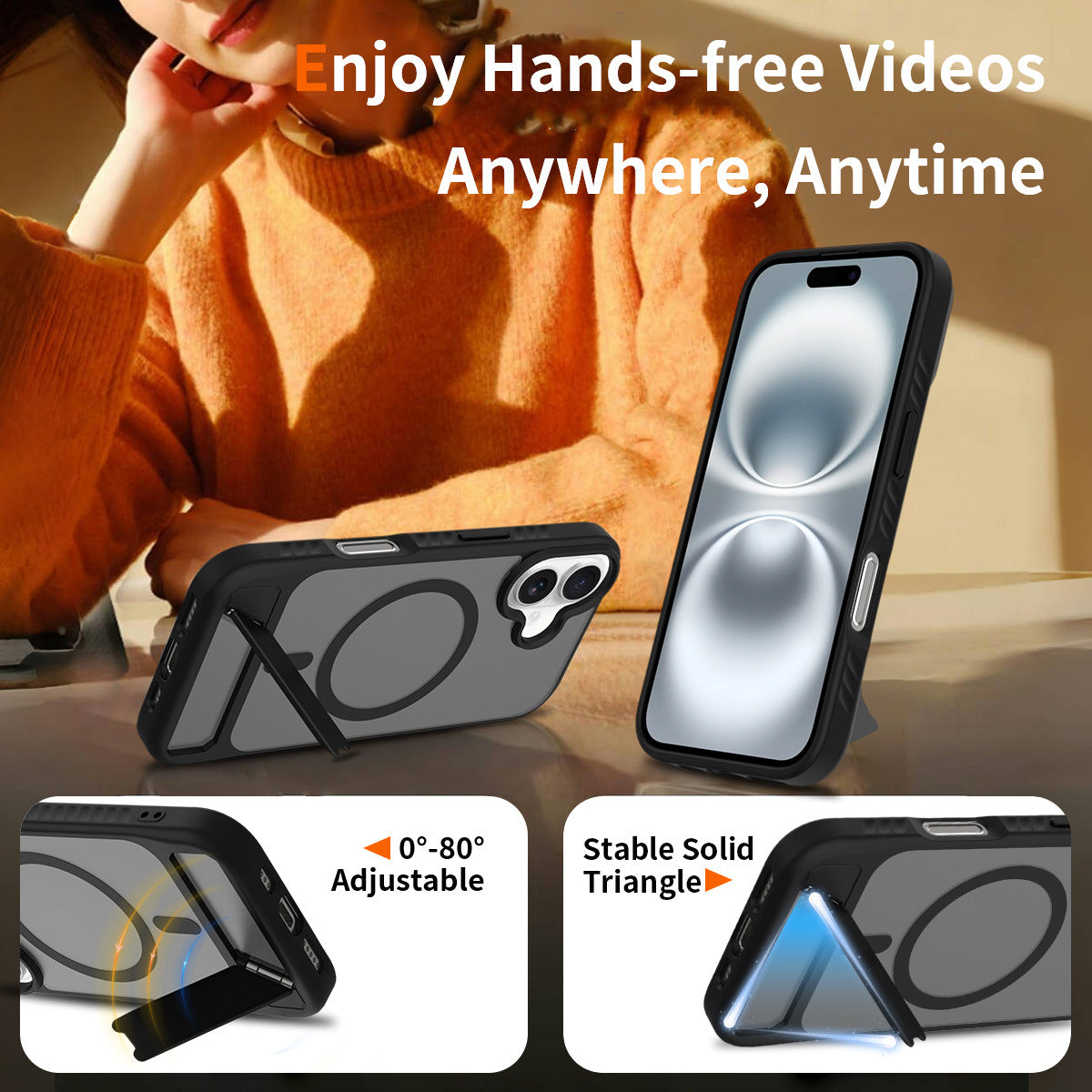 Coque de chargement magnétique invisible pour iPhone, couleur unie, tendance