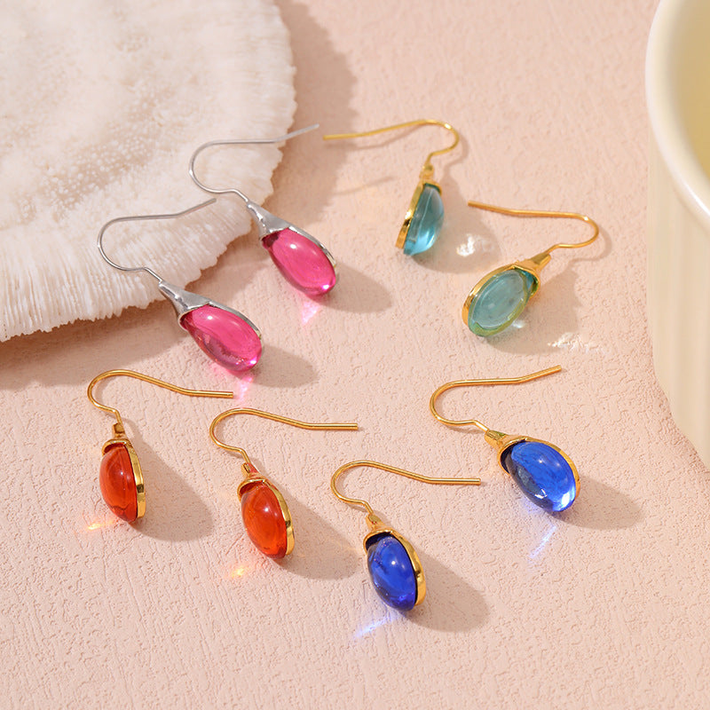 Women Fashion Drop-Shaped Cat Eye Earrings in Solid Colors