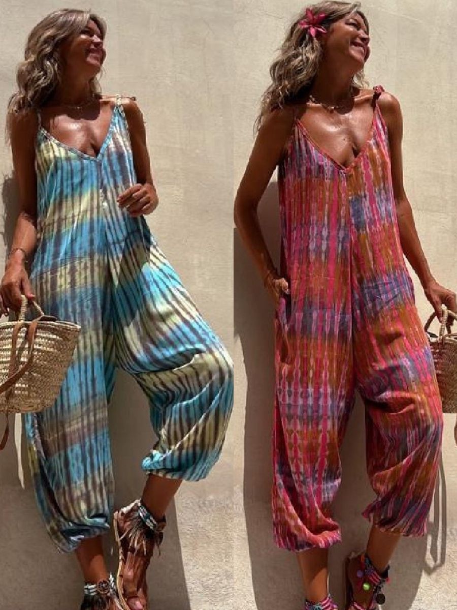 Women Vintage Boho Vacation Jumpsuit