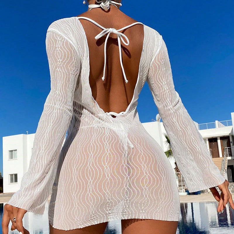 Traje de baño de malla de color sólido sexy a la moda para mujer