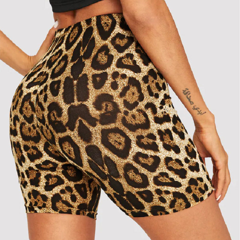 Short cycliste sexy à imprimé léopard et serpent pour le sport et le yoga