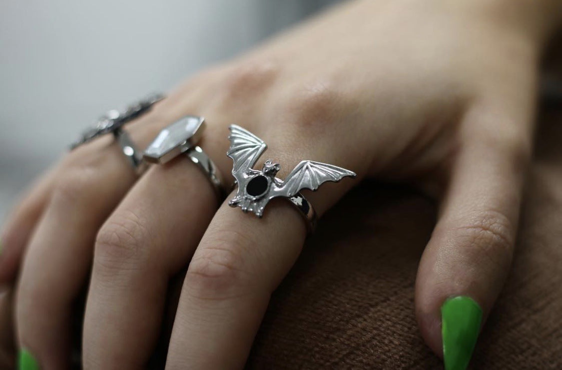 Halloween Women Vintage Horror Bat Ring