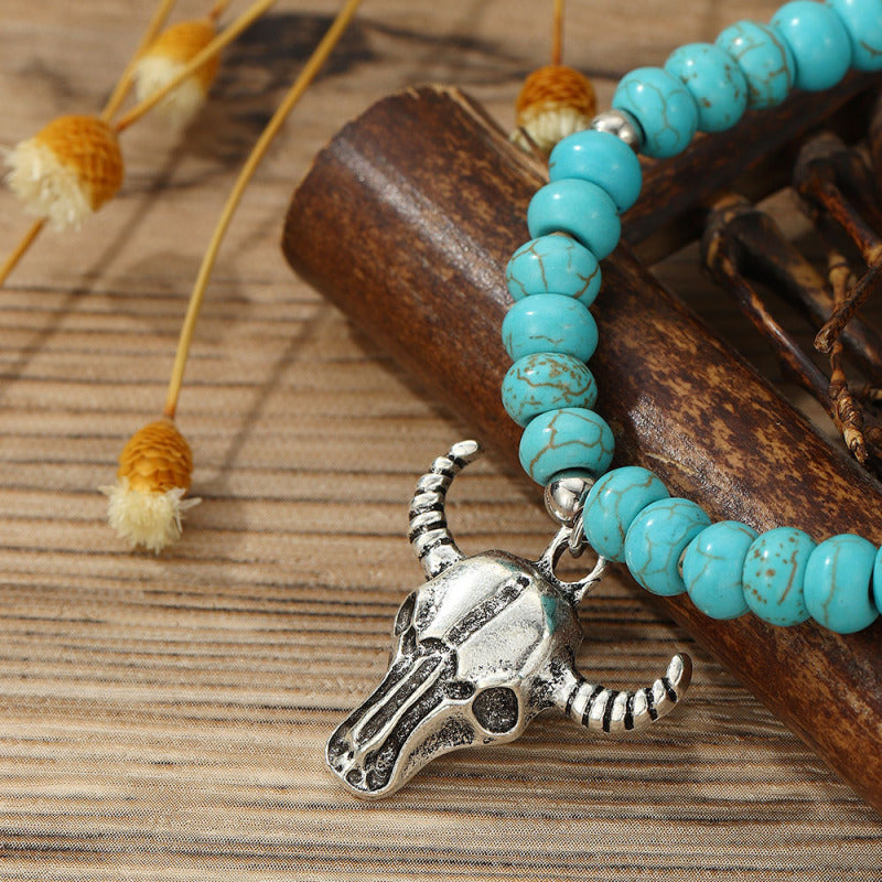 Bohemian Turquoise Beads Oxhead Beaded Bracelet