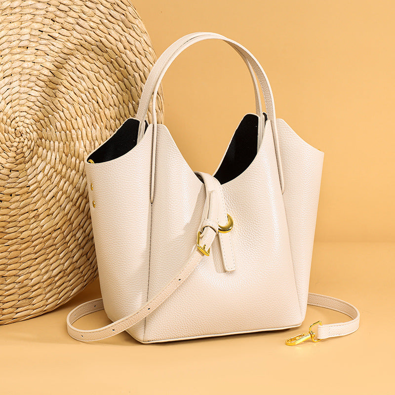 Sac à main décontracté en cuir à motif litchi de couleur unie pour femme