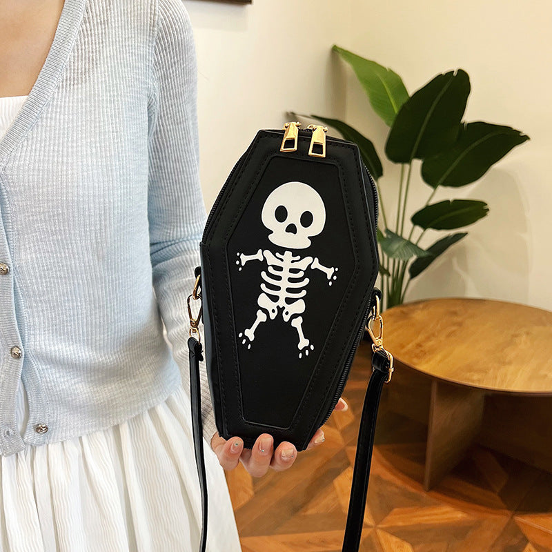 Bolso de hombro con diseño de calavera gótica y creativa de Halloween