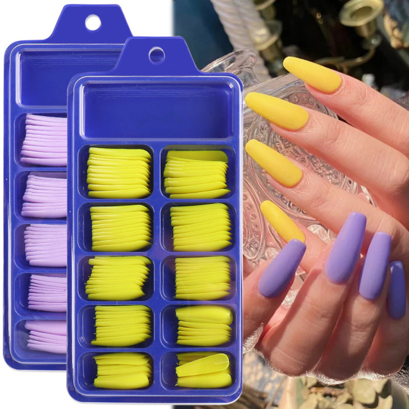Uñas postizas con diseño de caja azul y pegatinas completas para usar en ballet largo