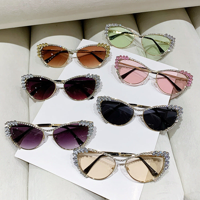 Gafas de sol de moda con diamantes de imitación de metal