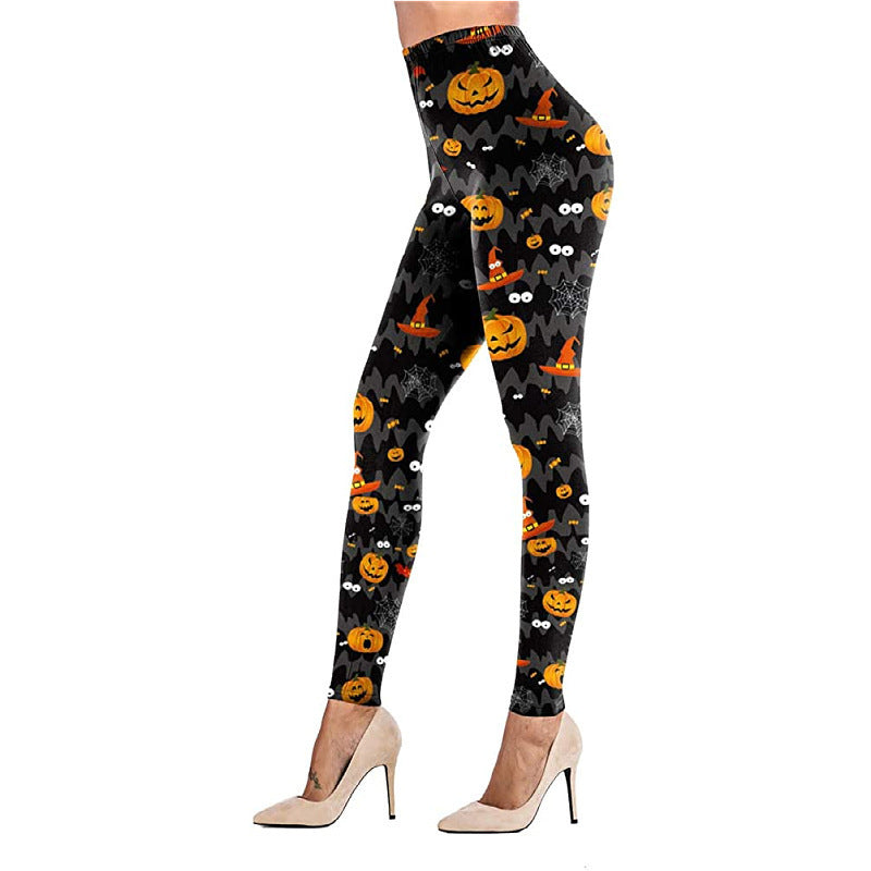 Leggings imprimés citrouilles d'Halloween pour femmes